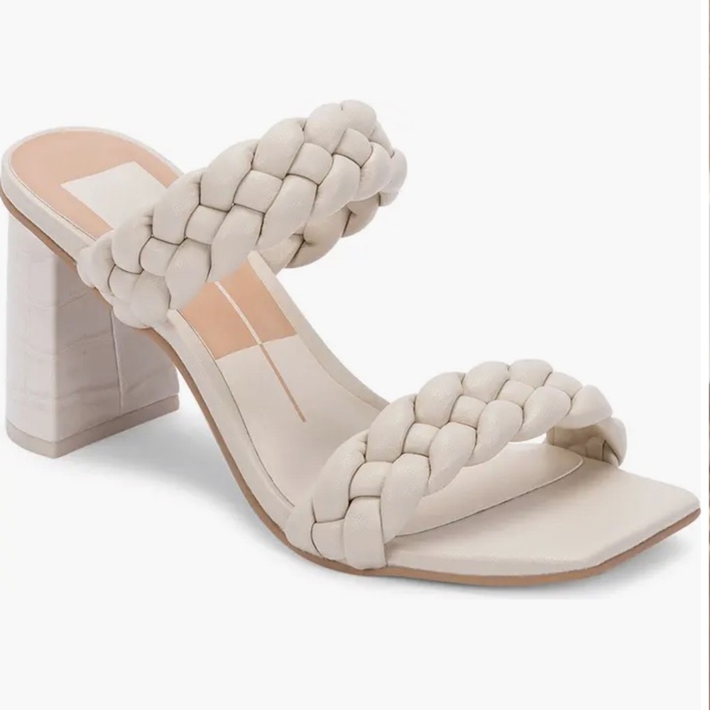Womens Dolce Vita Hardey Braided Sandal Heels Size 8.5 Ivory